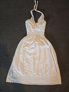 White Halter Lace Sun Dress